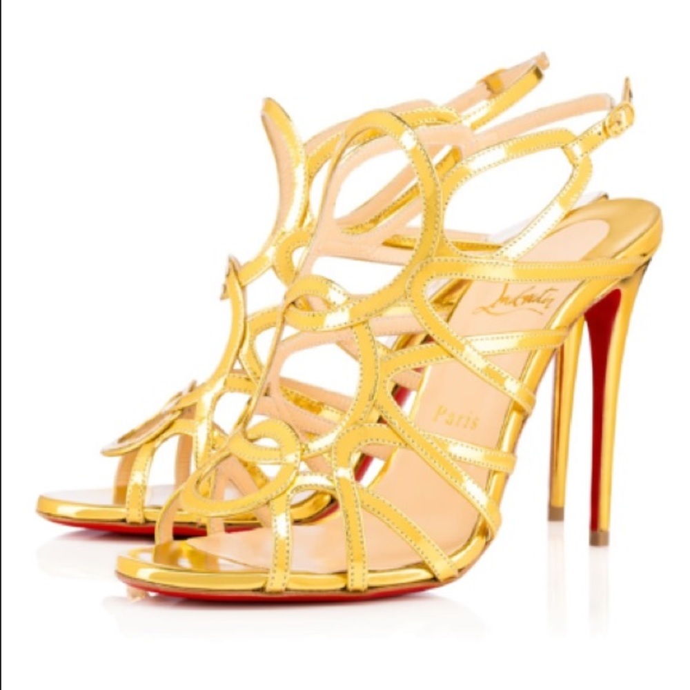 CHRISTIAN LOUBOUTIN**Gold Leather Sandals $1395